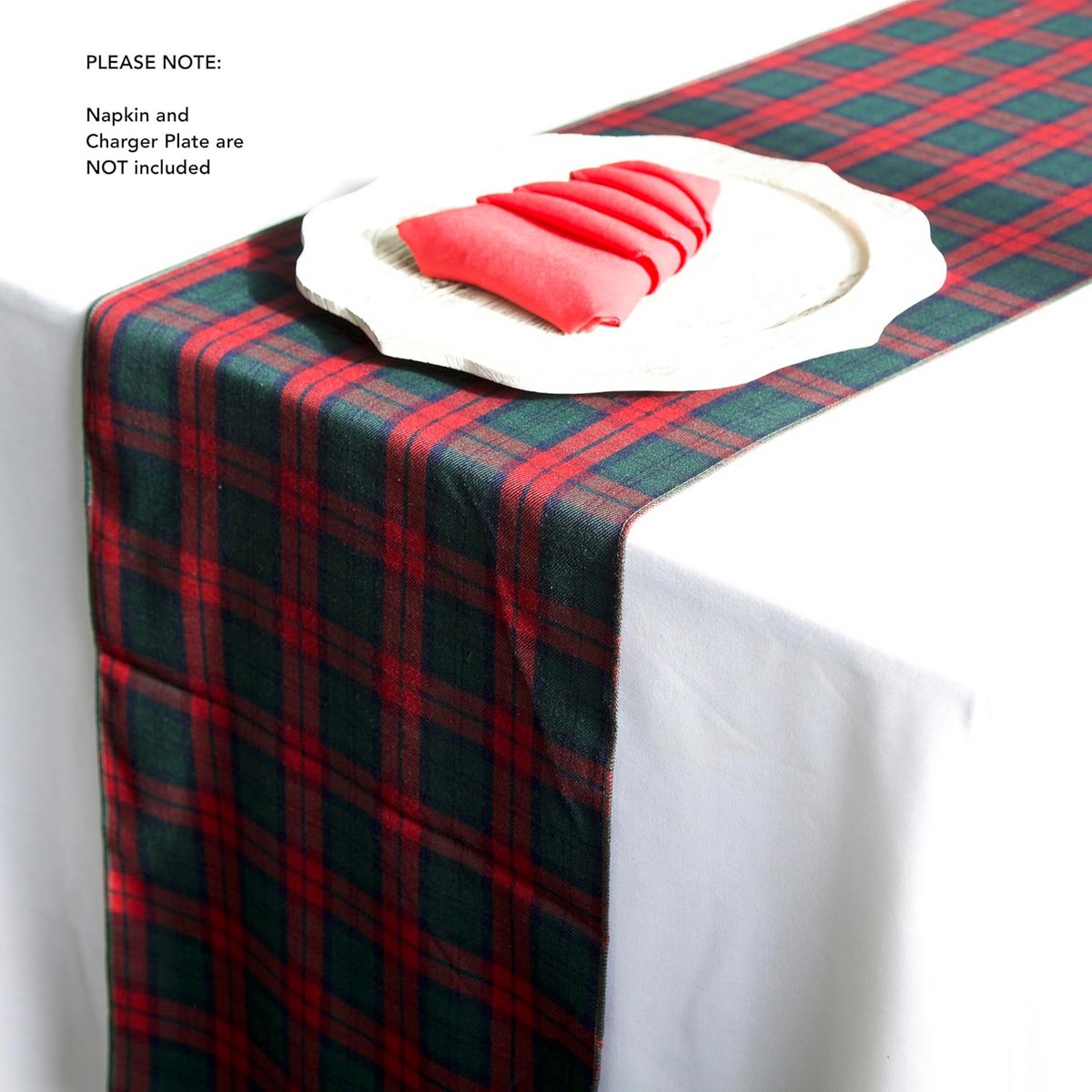 Feestelijke Kerst Tafelloper en Servetten Set Rood Groen Tartan Diner Decoratie
