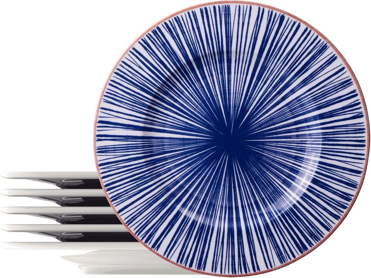 Set van 6 Ronde Porseleinen Borden 28 cm - Abstrakt Design