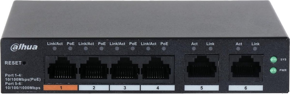 Managed Cloud Switch met 4-PoE Poorten Gigabit Ethernet Poorten
