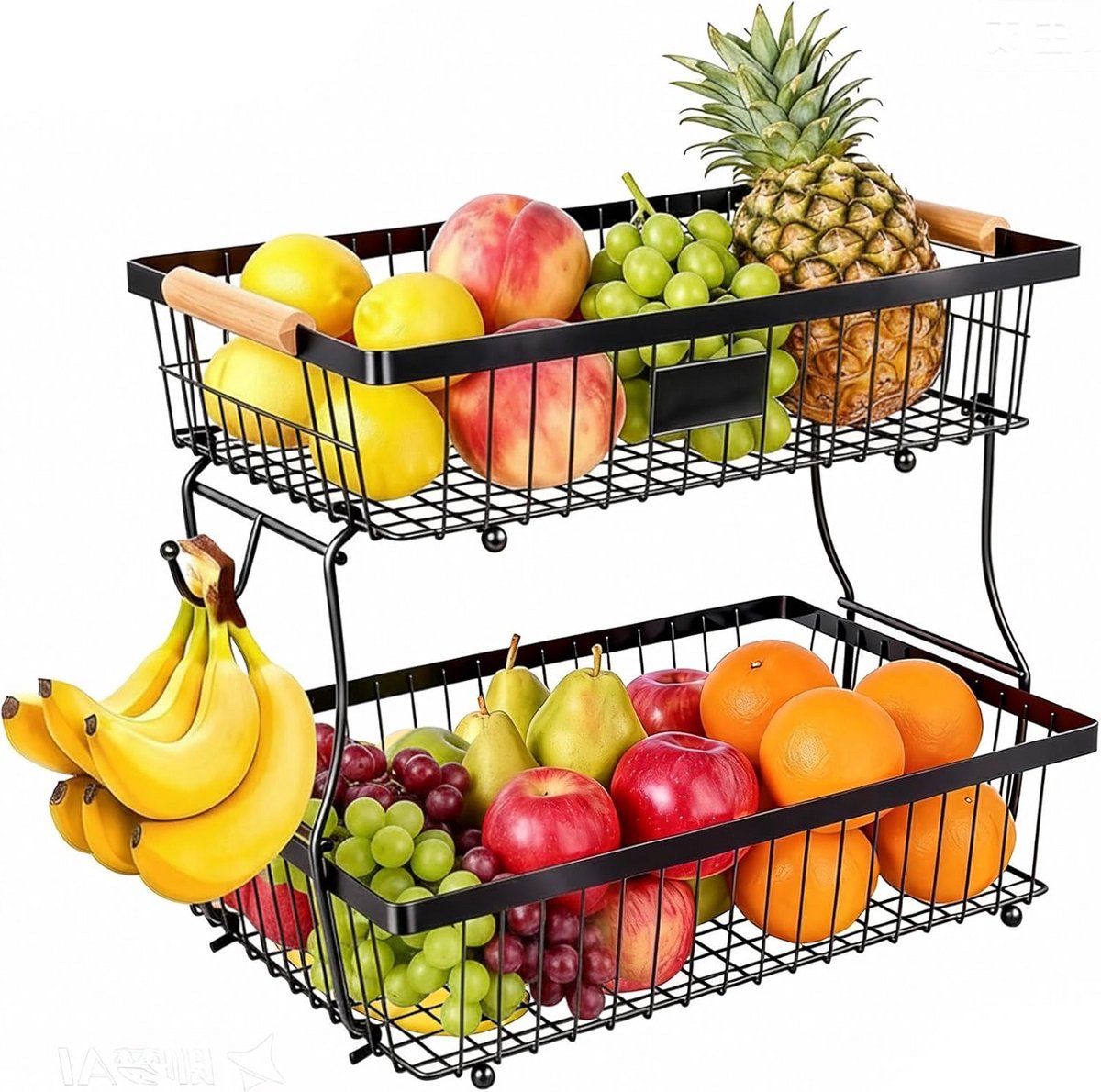Fruitmand met 2 etages voor het bewaren van groenten en fruit