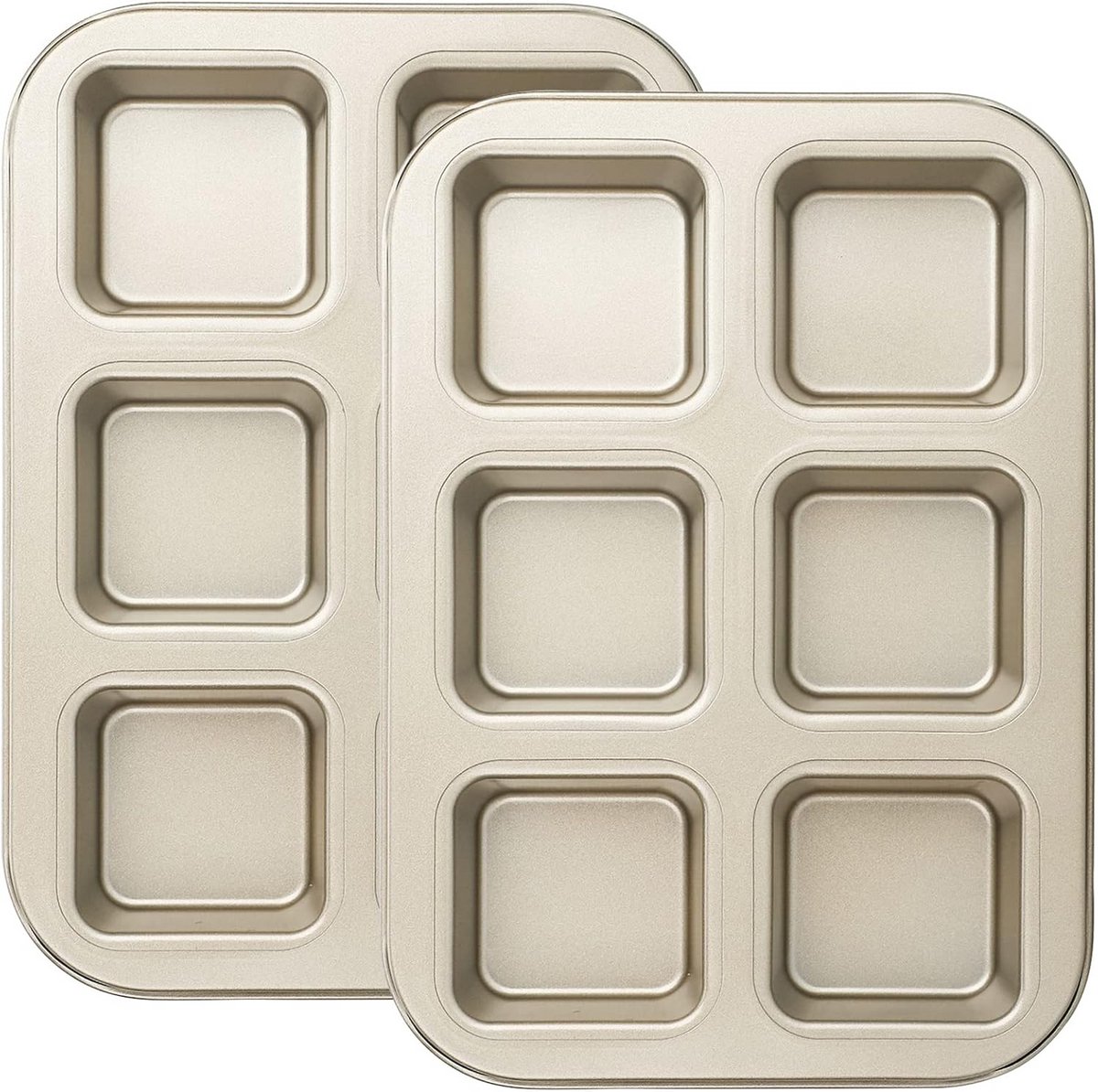 Set van 2 Vierkante Brownie Bakvormen voor Mini Brownies en Muffins - Ovenbestendig