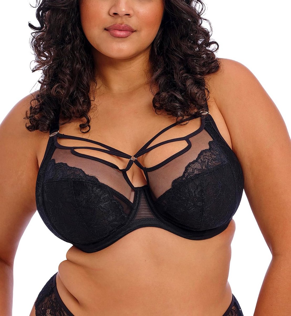 Plunge Beugel BH met Strappy Details en Bloemmotief