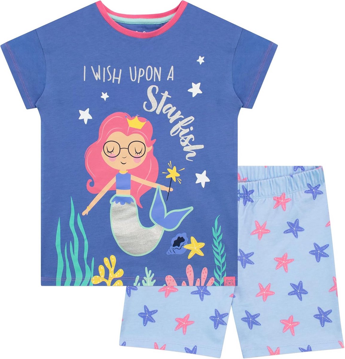 Korte pyjama meisjes met zeemeerminprint