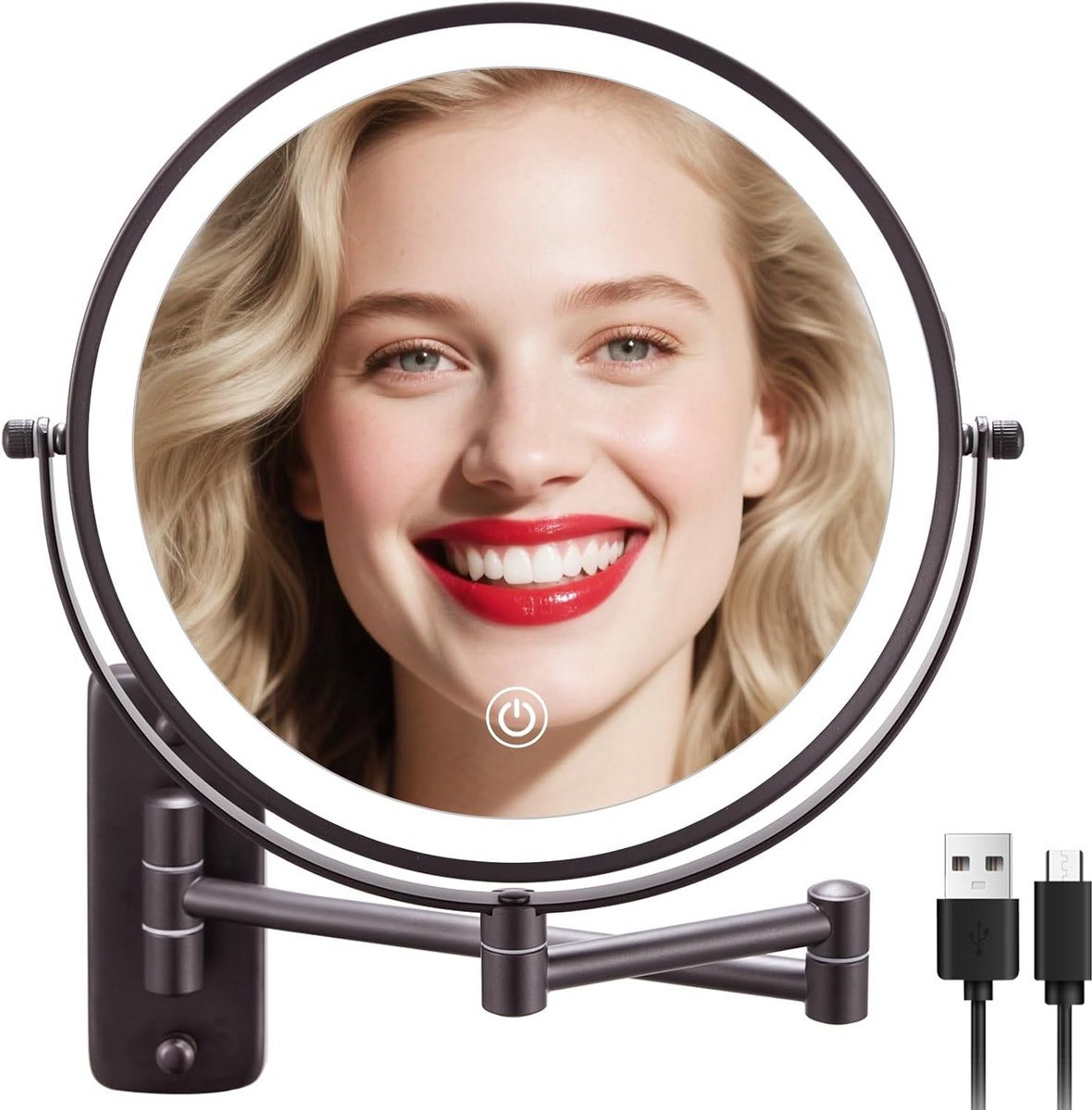 Vergrotende Make-up Spiegel met Verlichting - Dubbelzijdig en Draaibaar