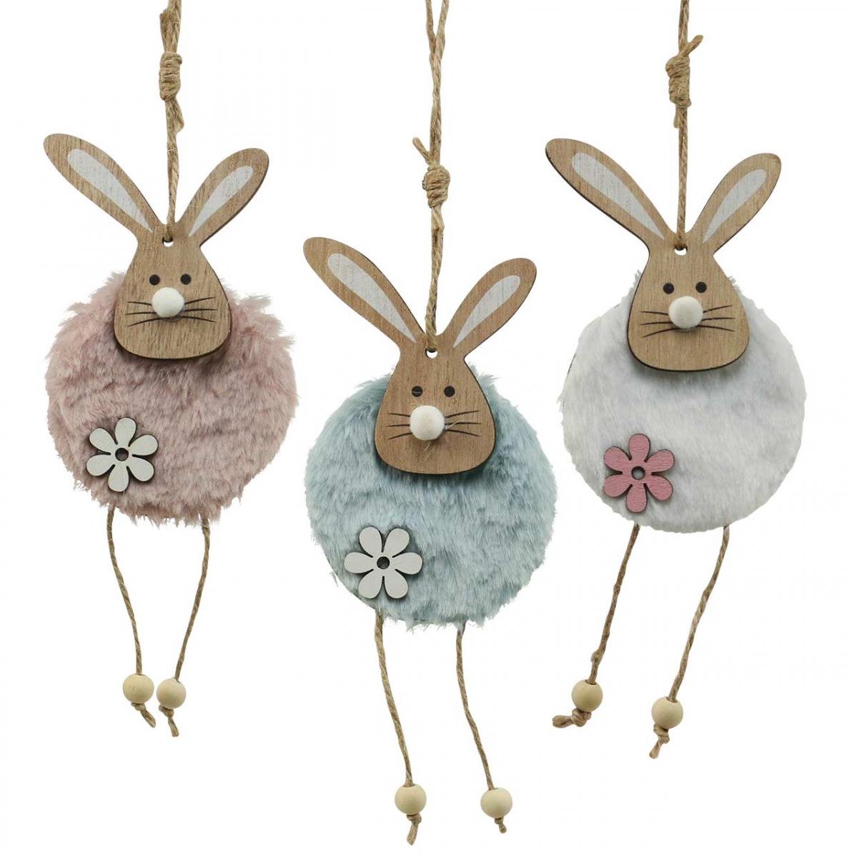 Hanger konijntjes decoratieve hanger Paashout pluche 26×7×2cm 6 st, 6