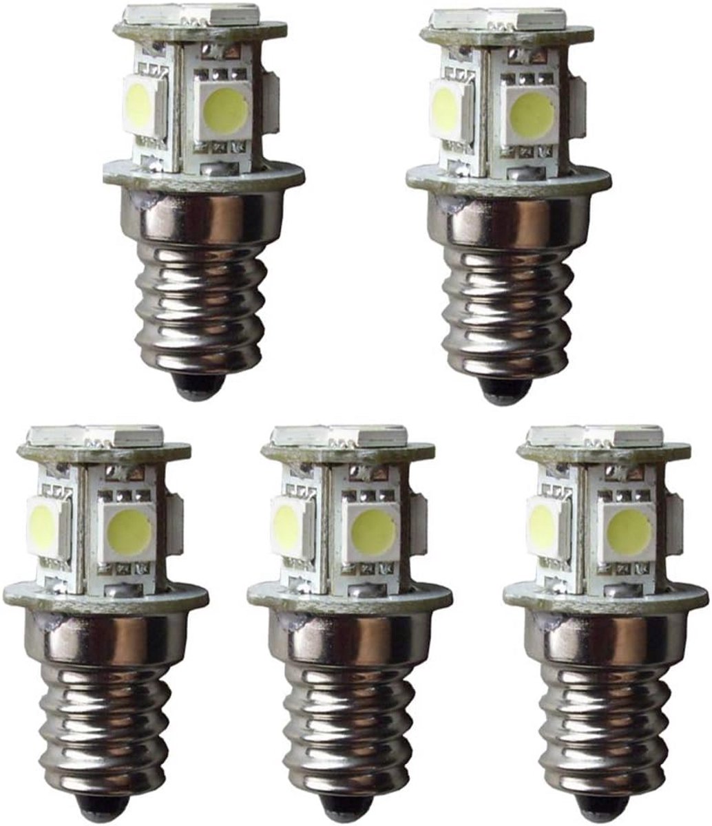 E12 8 LED Schroefgloeilampen 5 Stuks DC 18V Warm Wit Geschikt voor Instrumenten en Microscopen