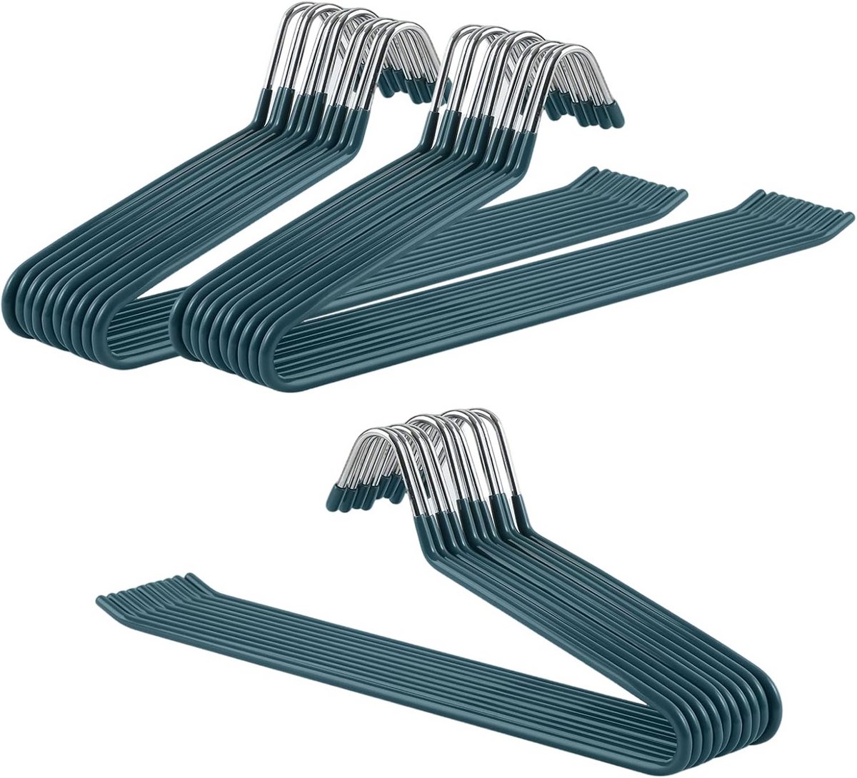 30 Stuks Ruimtebesparende Broekhangers met Antislip Coating - Groen Metaal