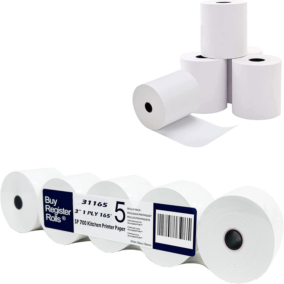Kassabon Papier Rolletjes 3 Inch (76mm) voor POS Printers - 5 Stuks