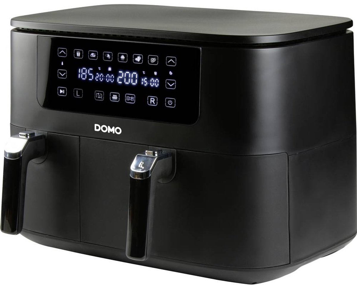 DOMO AIRFRYER DOUBLE FRY ZONE 3 + 6 L Frituurpan 9 l 2850 W 2 grillzones Zwart