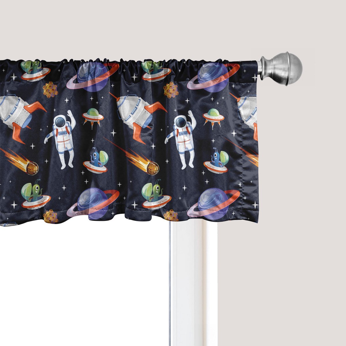 ABAKUHAUS Alien Raamvalletje, Gordijnvalletje voor Keuken en Slaapkamer Decoratie met Tunnelzoom, 137 cm x 30 cm, Multicolor