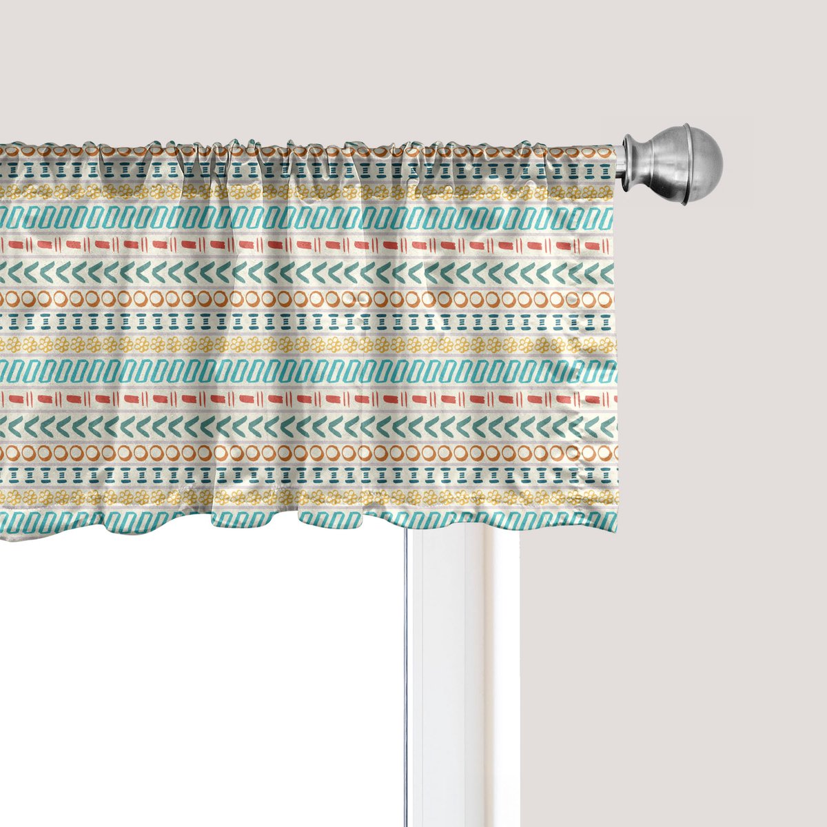 ABAKUHAUS Gestreept raamvalletje, gordijnvalletje voor keuken en slaapkamer met tunnelzoom, 137 cm x 30 cm, meerkleurig