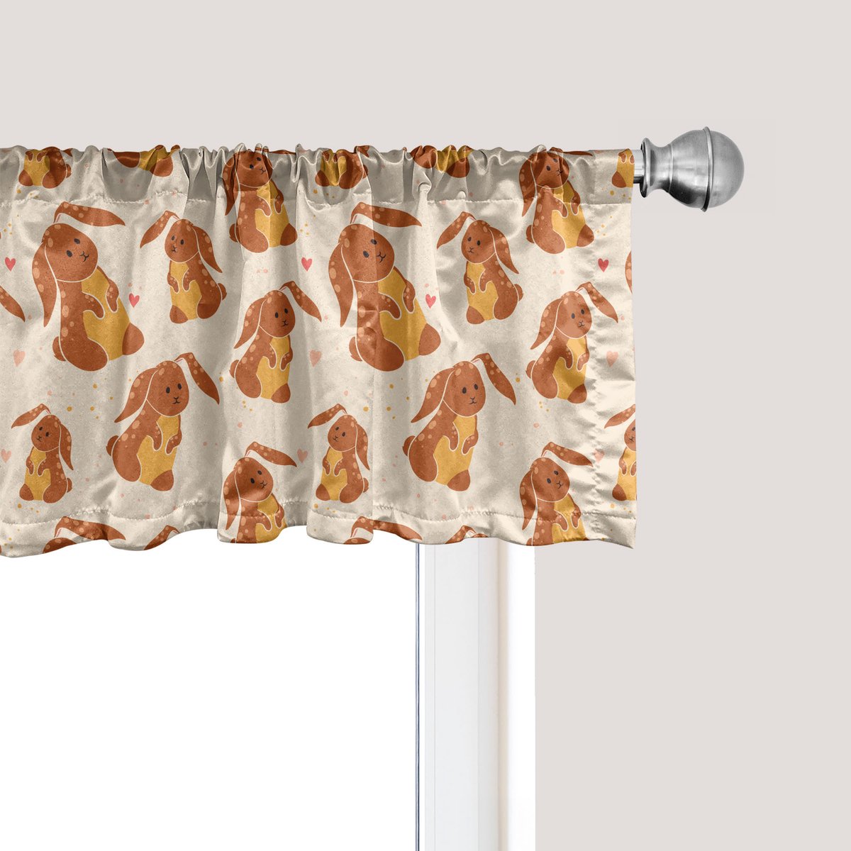 ABAKUHAUS Konijnenraamvalletje, Gordijnvalletje voor keuken en slaapkamer met tunnelzoom, 137 cm x 45 cm, Champagne Kaneel
