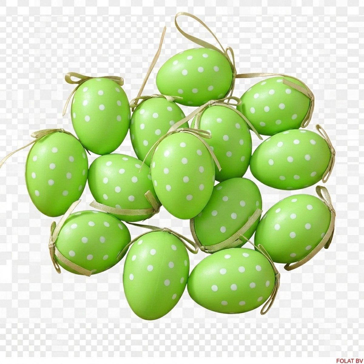 Arti Casa Paaseieren - 12x stuks - groen - witte stipjes - L6 cm - pasen - paasversiering