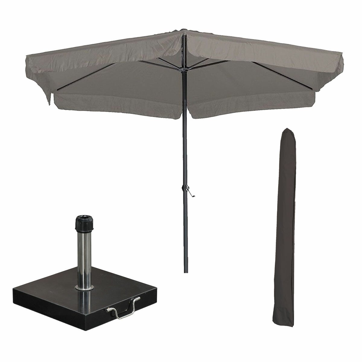 Garden Impressions Delta stokparasol Ø300 cm taupe incl 40 kg Cosmo parasolvoet en parasolhoes