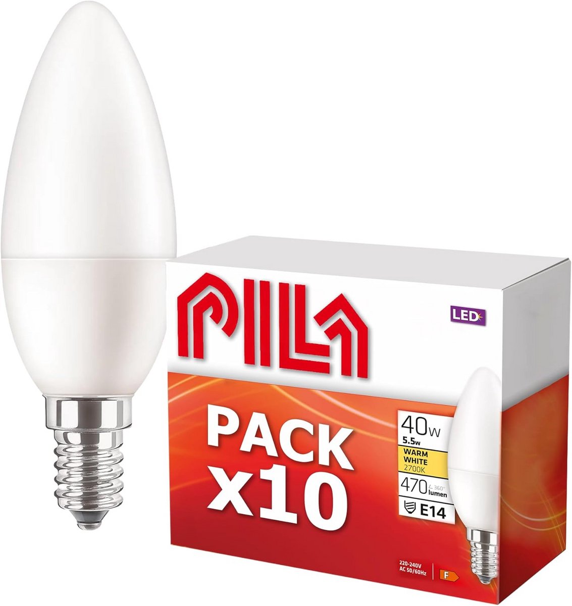 10-Pack LED Kaarslampen E14 Fitting Warmwit Licht Energiebesparend