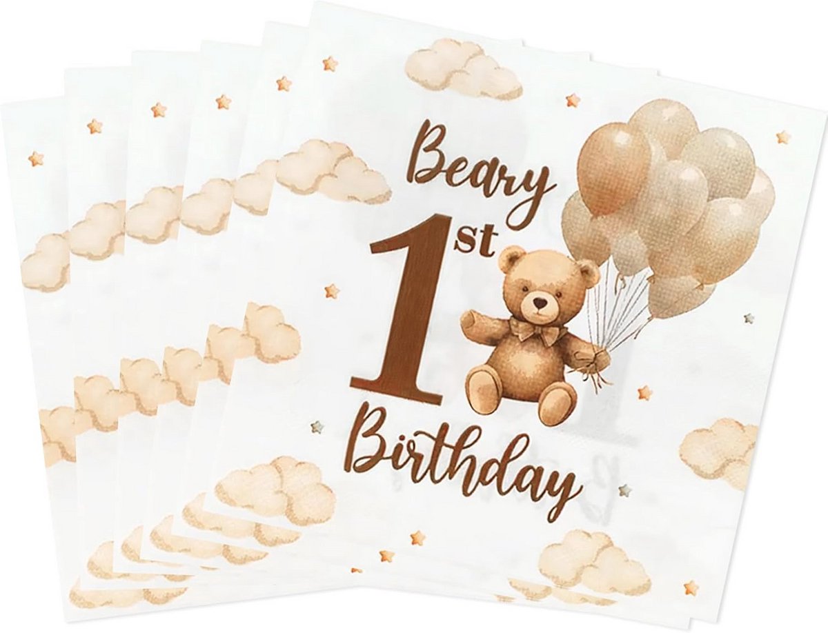 Servetten Eerste Verjaardag en Babyshower 2-laags Feestdecoratie 16 Stuks