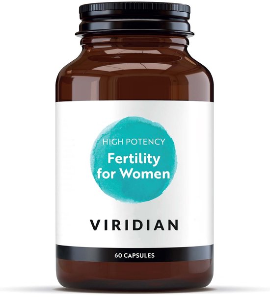 Viridian hoge potentie vruchtbaarheid voor vrouwen 60 capsules in bruine fles.