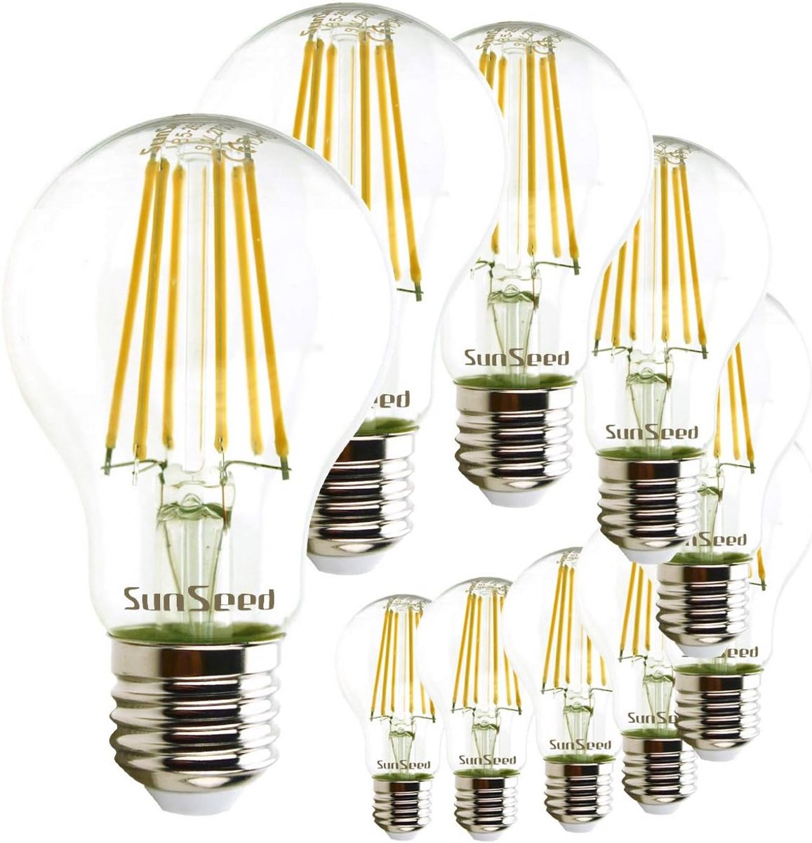 10x E27 LED Filament Lamp 9W Warm Wit 2700K 1200 Lumen A60 Stijl