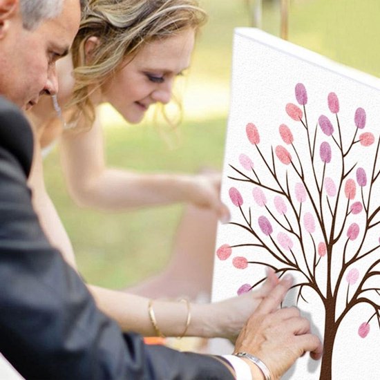 DIY Vingerafdruk Boom Gastenboek Canvas Decoratie voor Bruiloften en Feesten — afbeelding 4