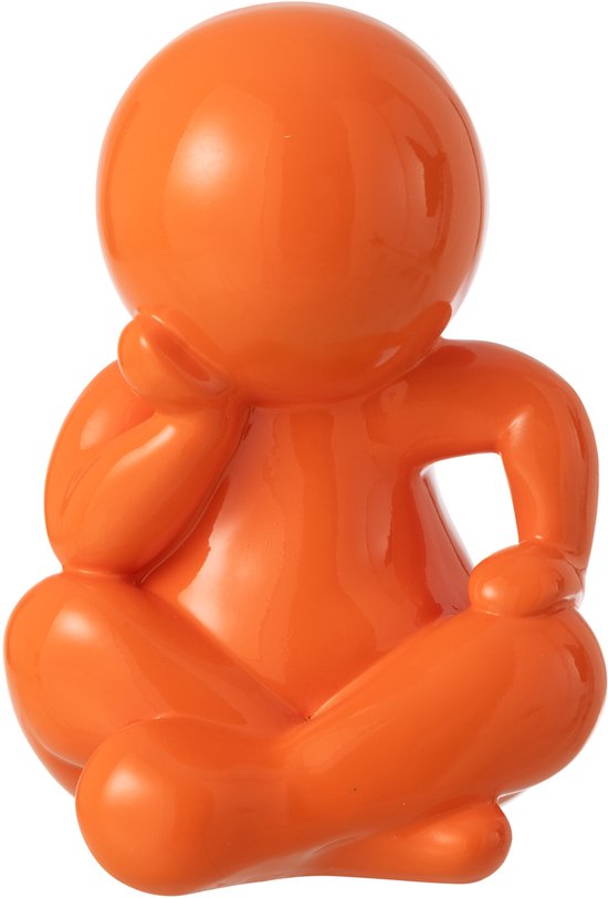 J-Line decoratie Beeldje Marcel - polyresin - donkeroranje