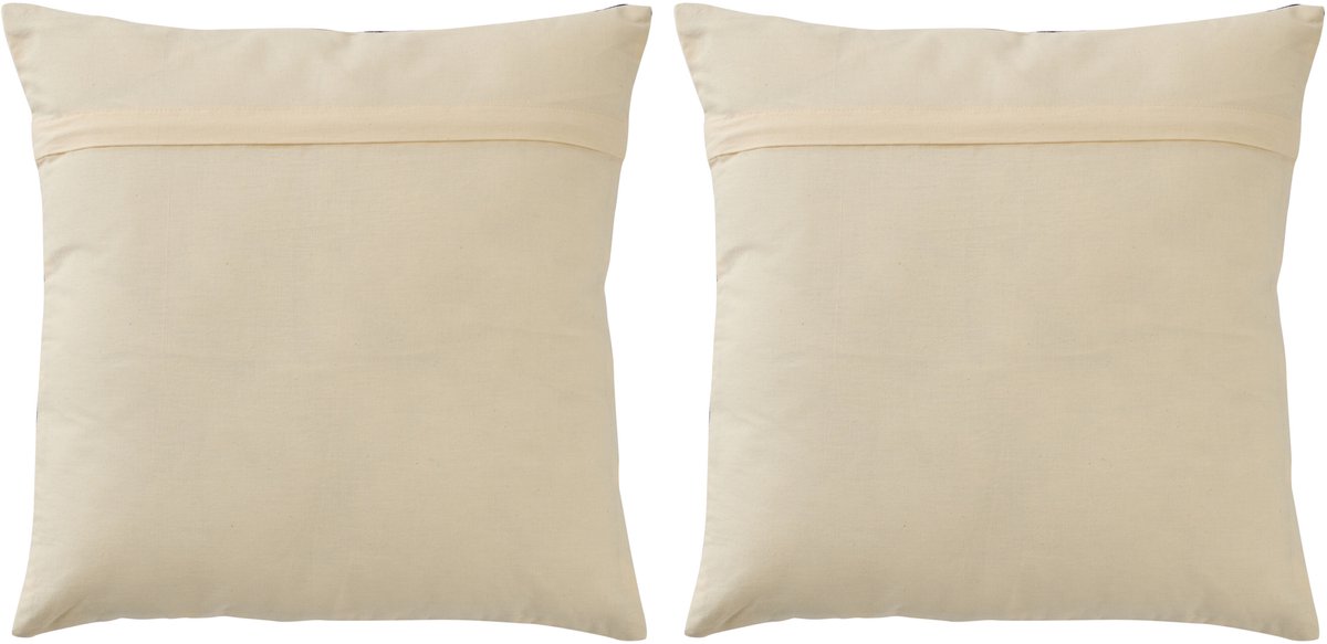 J-Line kussen Ola Amor - katoen - wit/donkerblauw - set van 2