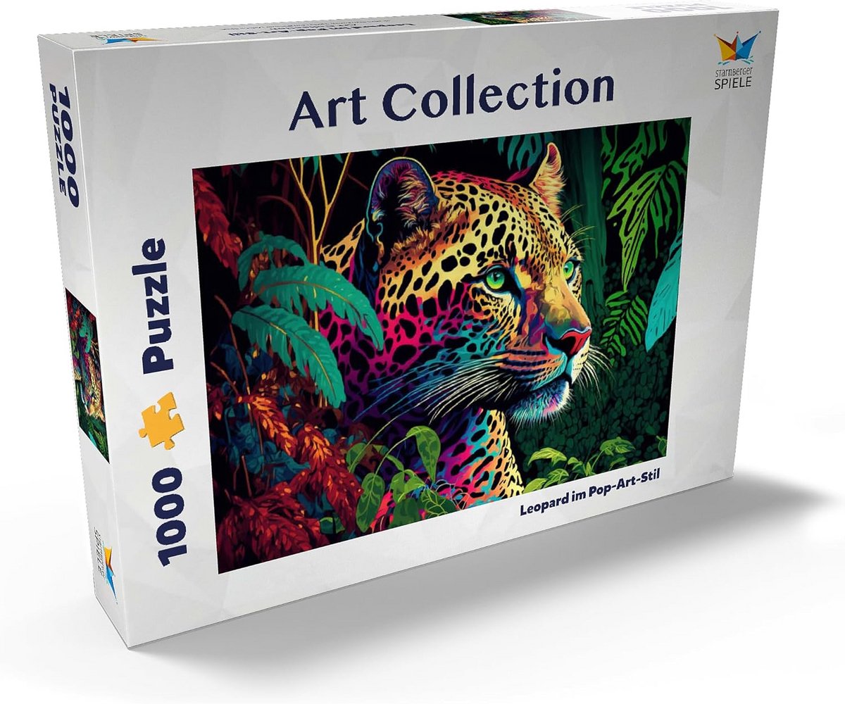 Premium Legpuzzel 1000 Stukjes - Pop Art Luipaard Design