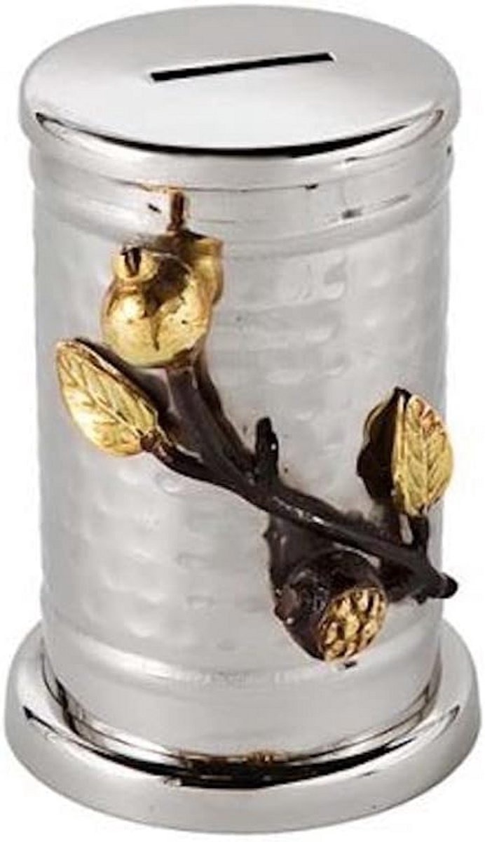 Decoratieve Tzedakah Box van Roestvrij Staal met Granaatappel Motief