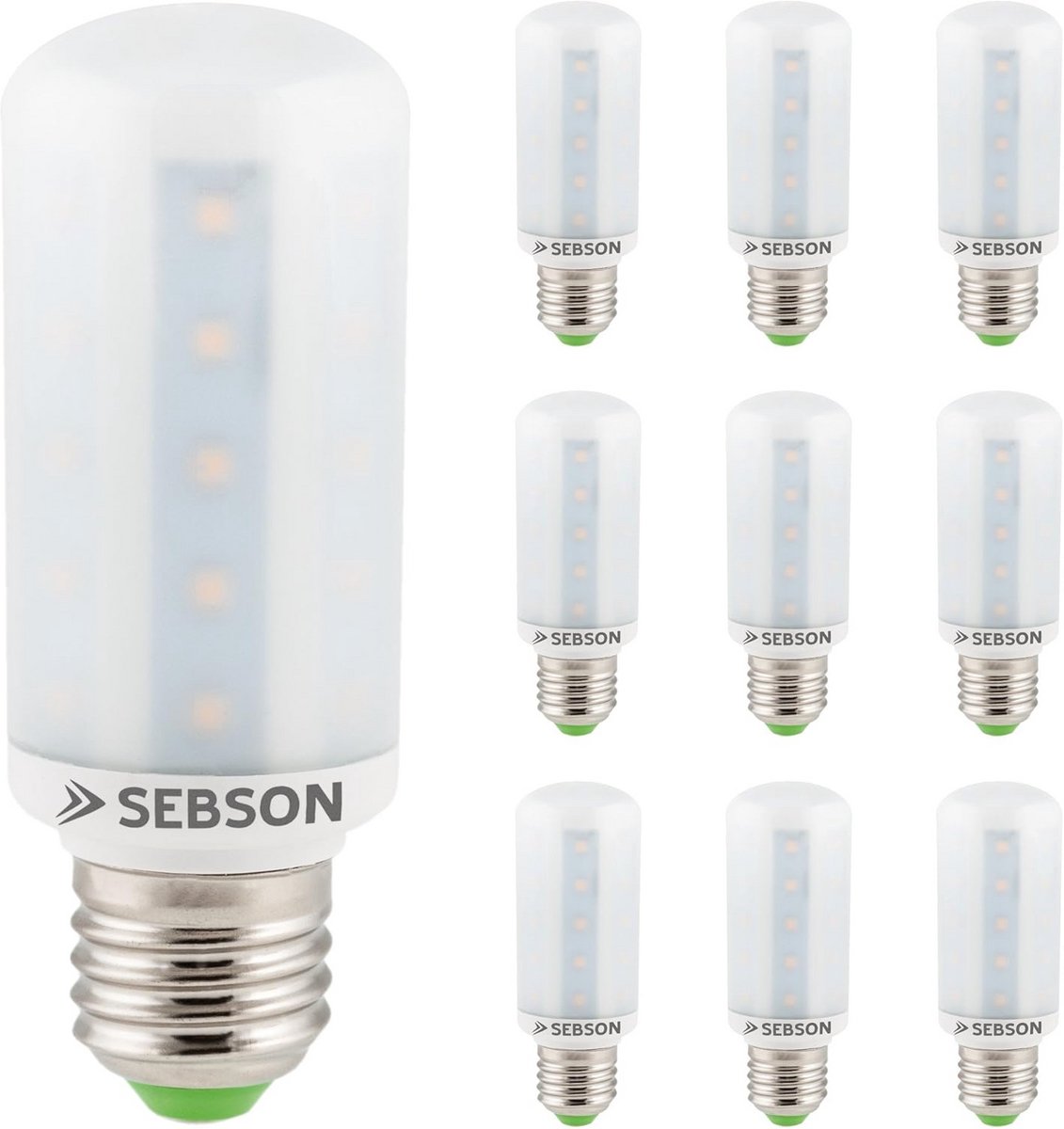 Set van 10 LED Lampen E27 - 8W Vervanger 60W - 810 Lumen Warm Wit 3000K - 280° Stralingshoek