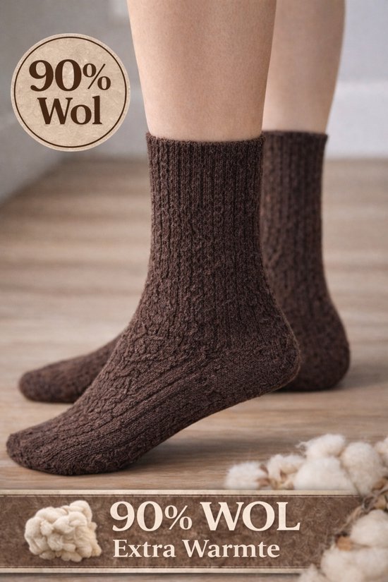 Thermische Merinowol Sokken Voor Dames - 4 Paar Dikke Wandelsokken, Warme Winter Sokken Zwart/Wit/Kaki/Crèmegeel