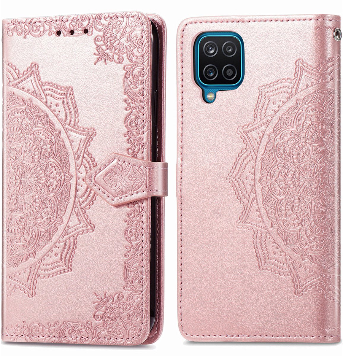 imoshion Hoesje - Geschikt voor Samsung Galaxy A12 - Mandala Bookcase - Rosé Goud