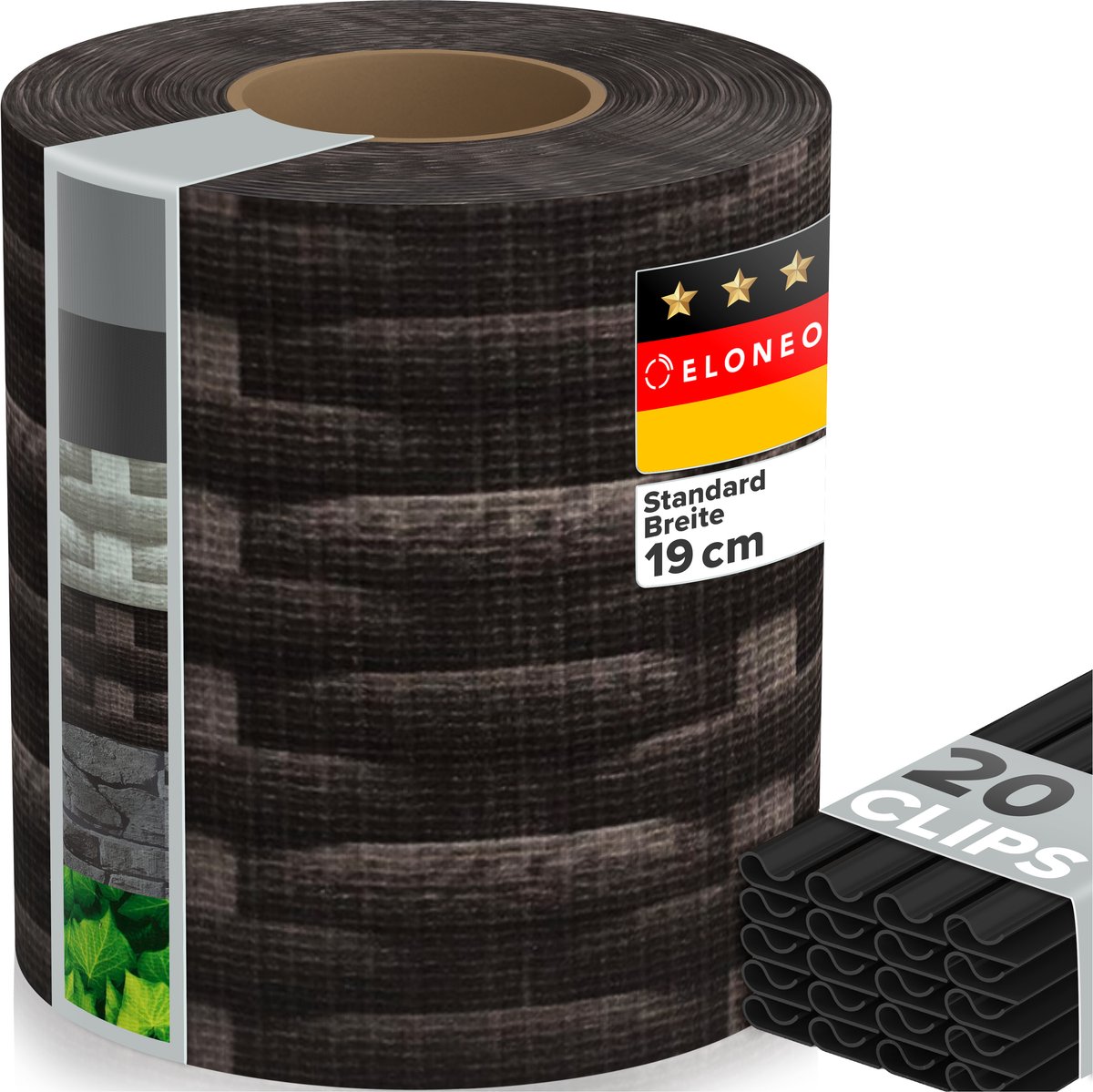 ELONEO PVC privacy strips voor dubbelstaafmat hekwerk, weerbestendig – 35 m x 19 cm – 1 rol