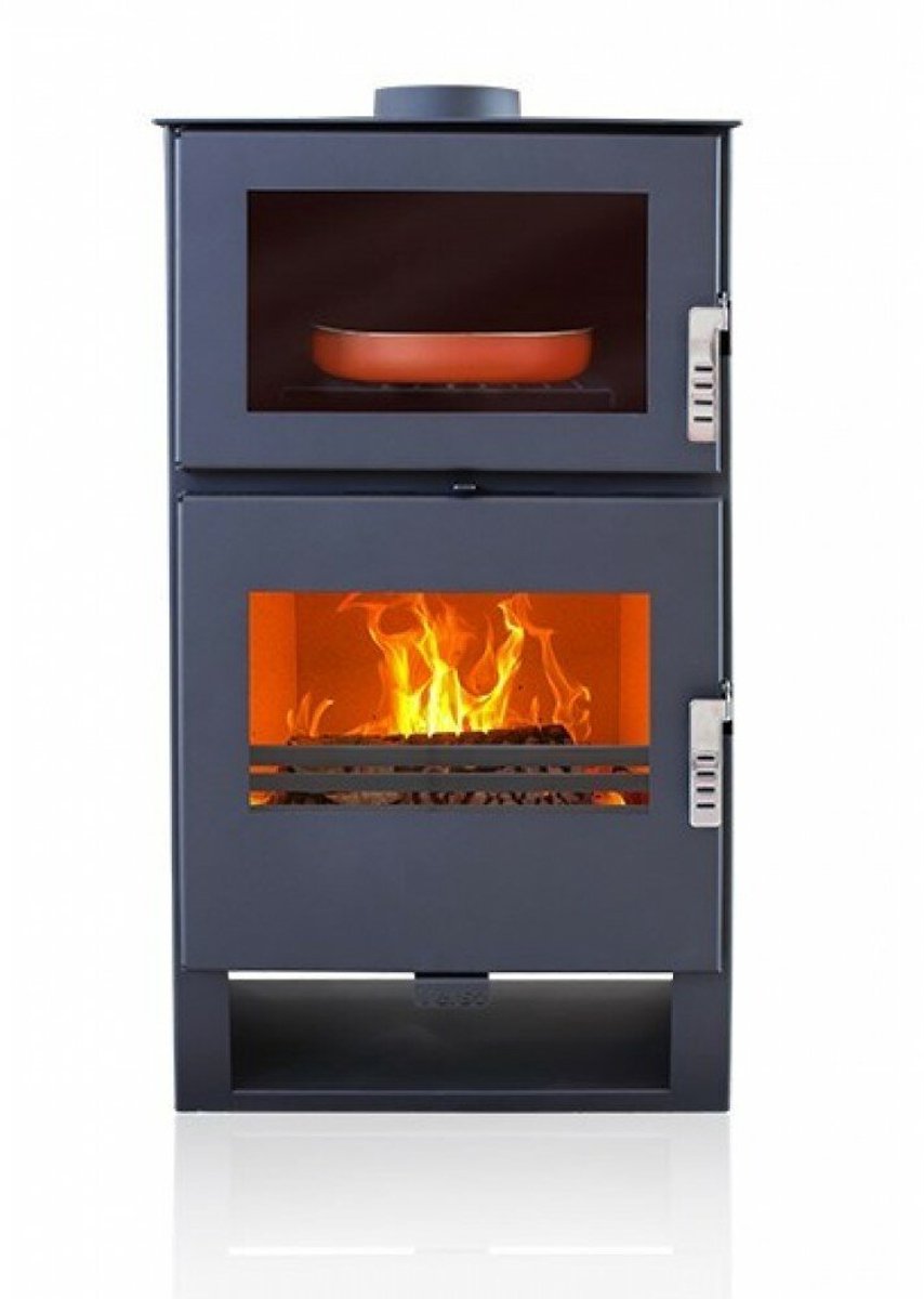 MaxxHome Moderne houtkachel met oven - 9 kW - 53x42x100cm - Geschikt voor ruimtes tot 200 m³ - zwart