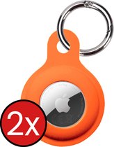 Hoesje Geschikt voor Apple AirTag 2 Sleutelhanger Hoesje Siliconen Hanger - Hoesje Geschikt voor Apple AirTag 2e generatie Hanger Sleutelhanger Hoesje - Oranje - 2 PACK
