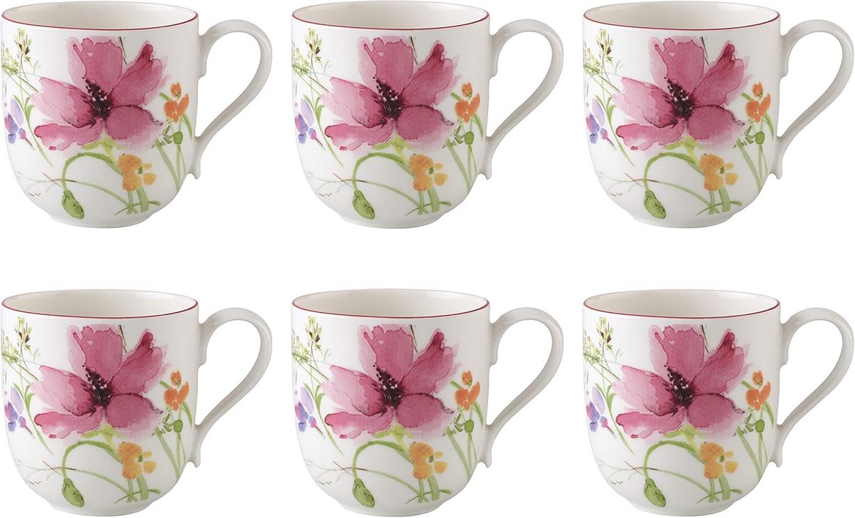 Set van 6 Koffiemokken Ovaal 260 ml Porselein