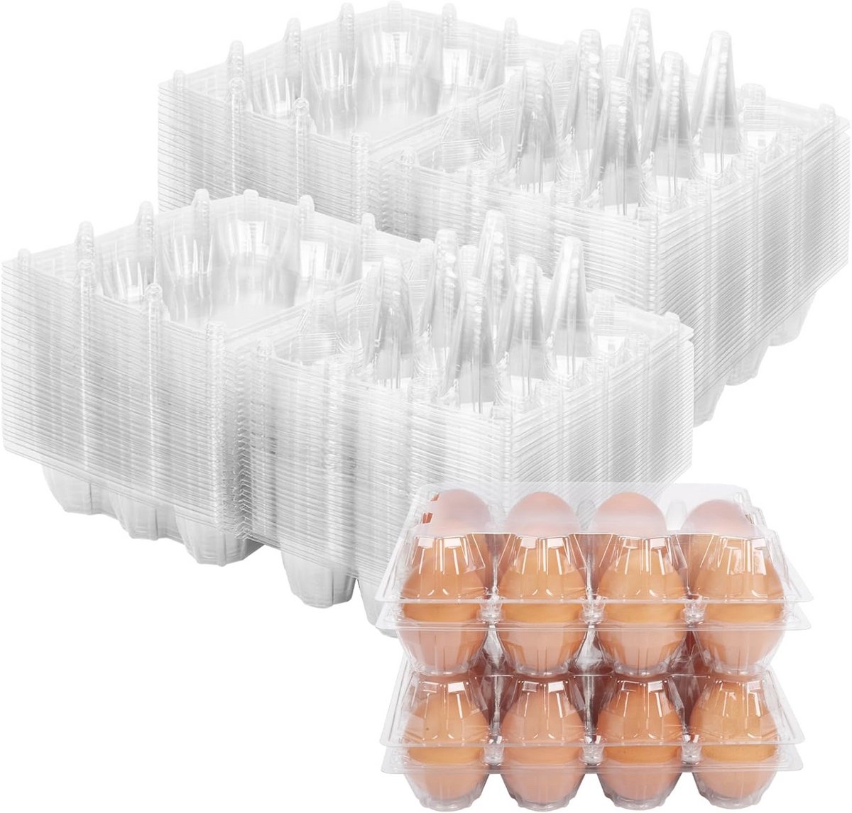 120x Transparante Eierdozen voor 12 Eieren - Herbruikbaar & Stevig