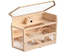 Zyrex® Hamsterkooi - Knaagdierkooi - Kooi - Inklapbare Deksel - Natuur - 115cm x 60cm x 58cm