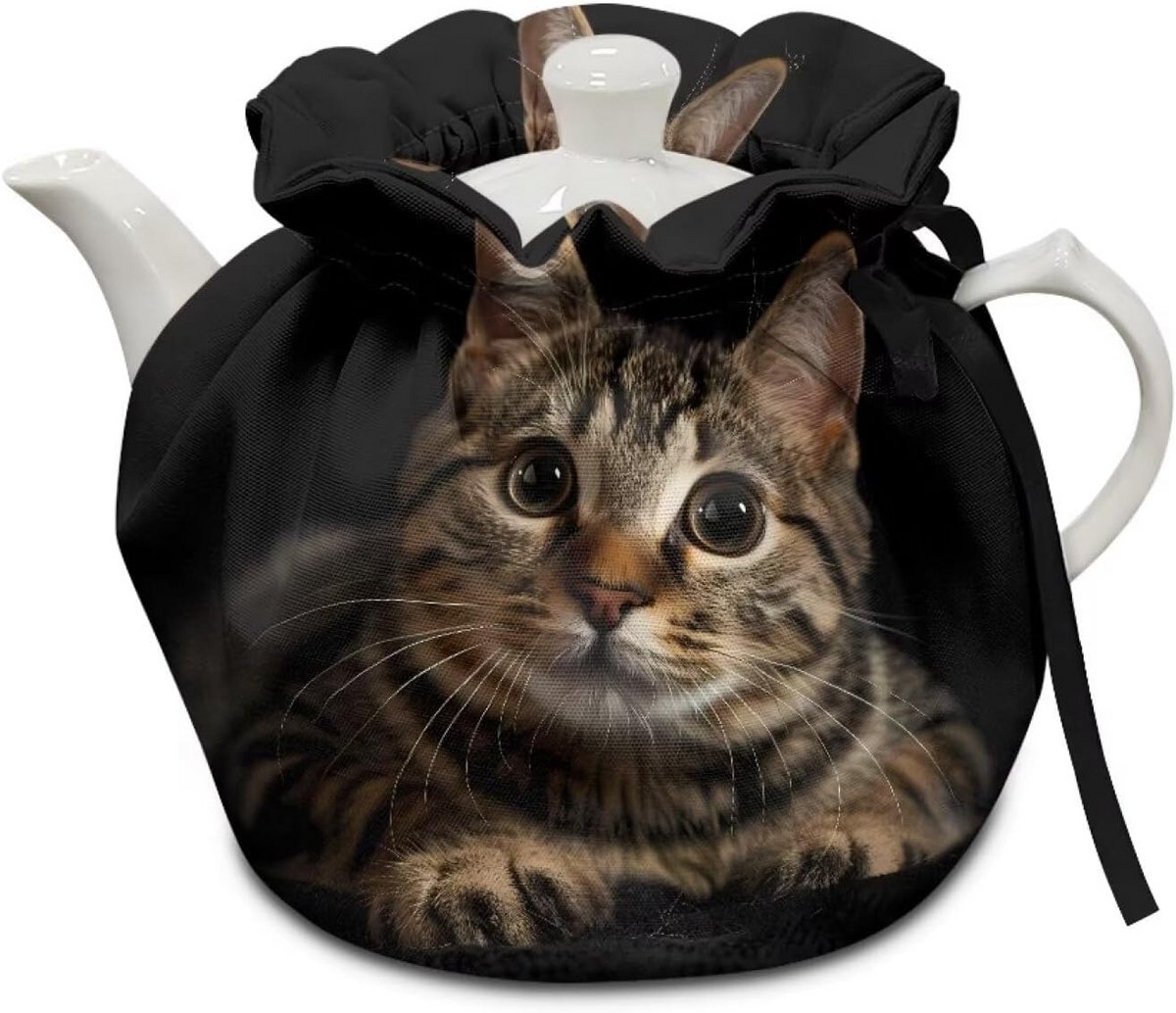 Theemuts Theepot Warmhouder Zwart Stofdicht Katoen Isolatie Decoratie