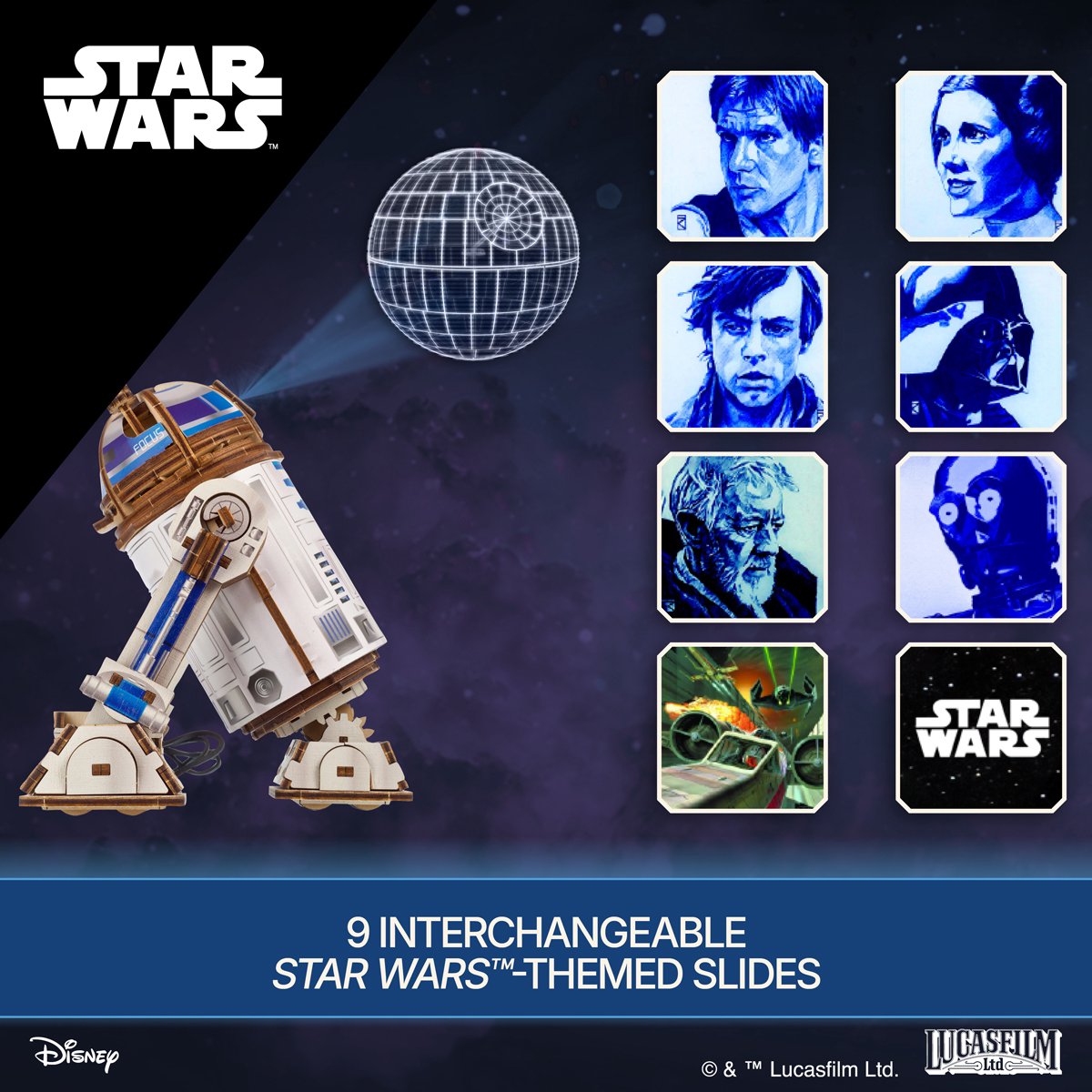 UGEARS 3D Modelbouw - R2-D2 - Star Wars - Mechanisch Bouwpakket Hout - Educatief Speelgoed — afbeelding 6