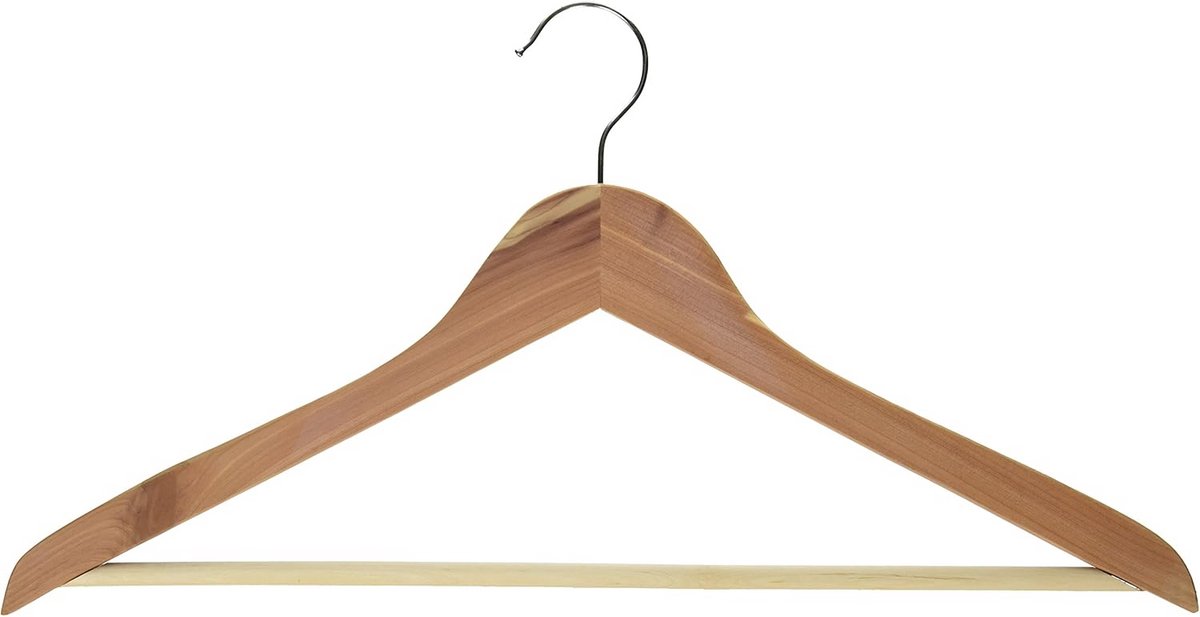 Set van 5 Houten Kledinghangers met Broekstang - Cederhouten Garderobehangers