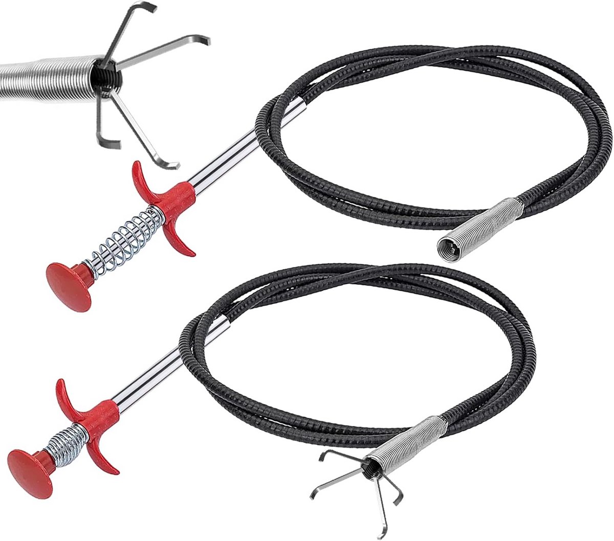 Set van 2 Flexibele Afvoerontstoppers met Klauw, 90cm en 60cm