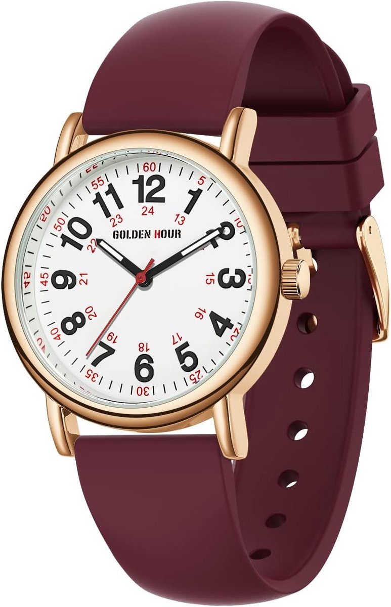 Waterproof Verpleegster Horloge met Siliconen Band - Helder Afleesbaar, 24 Uur, Lichtgevend voor Medisch Personeel