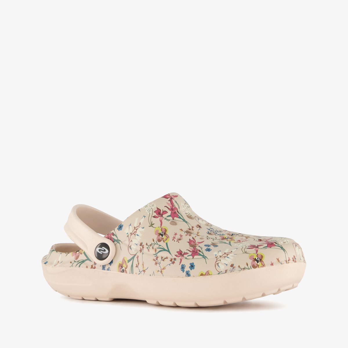 Dames klompen met bloemenprint beige - Maat 38 - Clogs