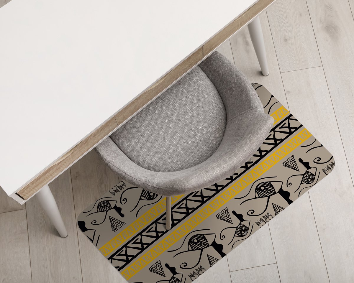 Coloray Vloerbeschermer - Egyptische hiërogliefen Vloerbeschermer Bureaustoel - 100x70 cm - Veelkleurig Vloerbeschermer Harde Vloer - Motif Vloerbeschermer - Mótif Vloerbeschermer - Rechthoekige Mat - Etnische Thema