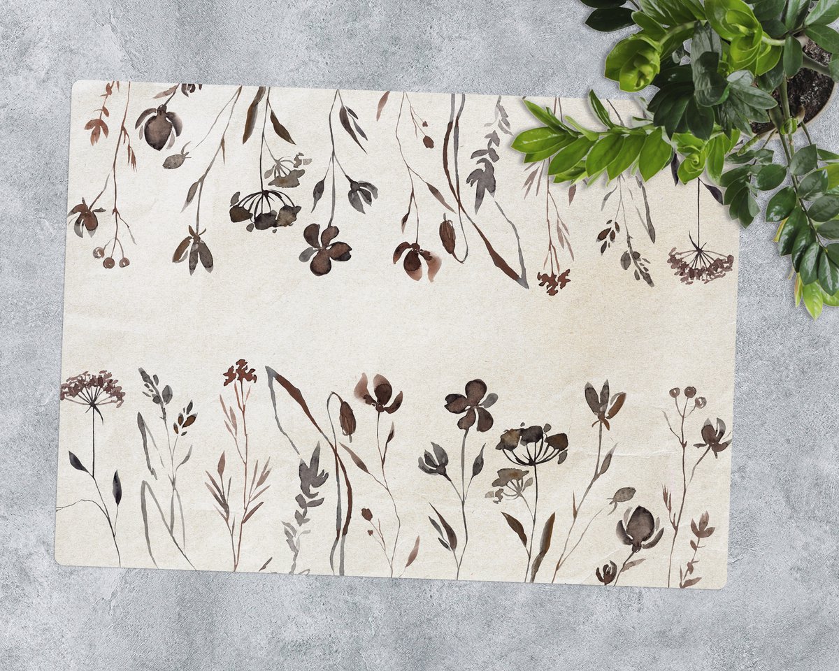Coloray Vloerbeschermer - Schaduwen van bloemen Vloerbeschermer Bureaustoel - 100x70 cm - Beige Bureaustoelmat - Vloerbeschermer Vinyl - PVC Vloerbeschermer - Rechthoekige Mat - Natuur Thema