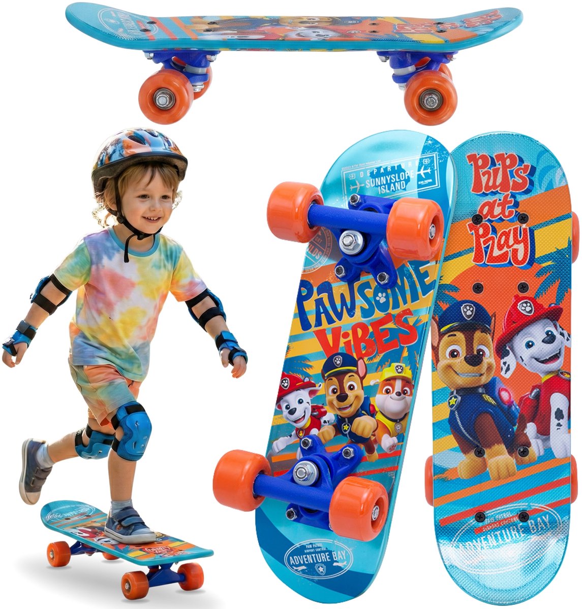 Paw Patrol Chase Marshall Kinder skateboard 42 cm antislip board lichtgewicht stabiel tot 20 kg Blauw