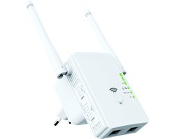 Quvo® WiFi Amplifier Power Outlet – WiFi Power Outlet With 2 Antennas – WiFi Repeater 300 Mbit/s – Internet Booster – WiFi Extender – White – 7cm x 9cm x 15cm