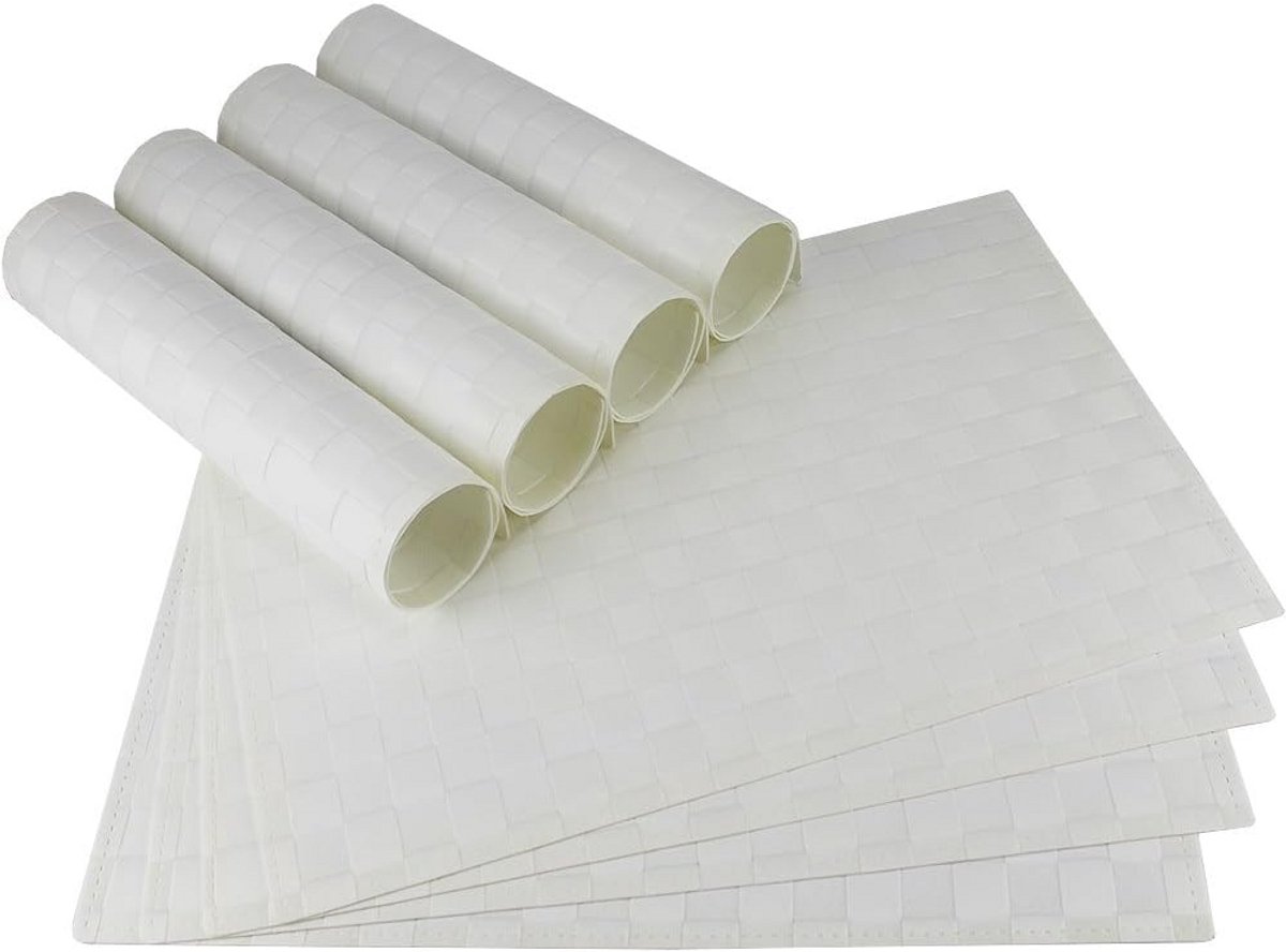 Set van 8 Moderne Witte Gevlochten Placemats Kunststof 45x30 cm