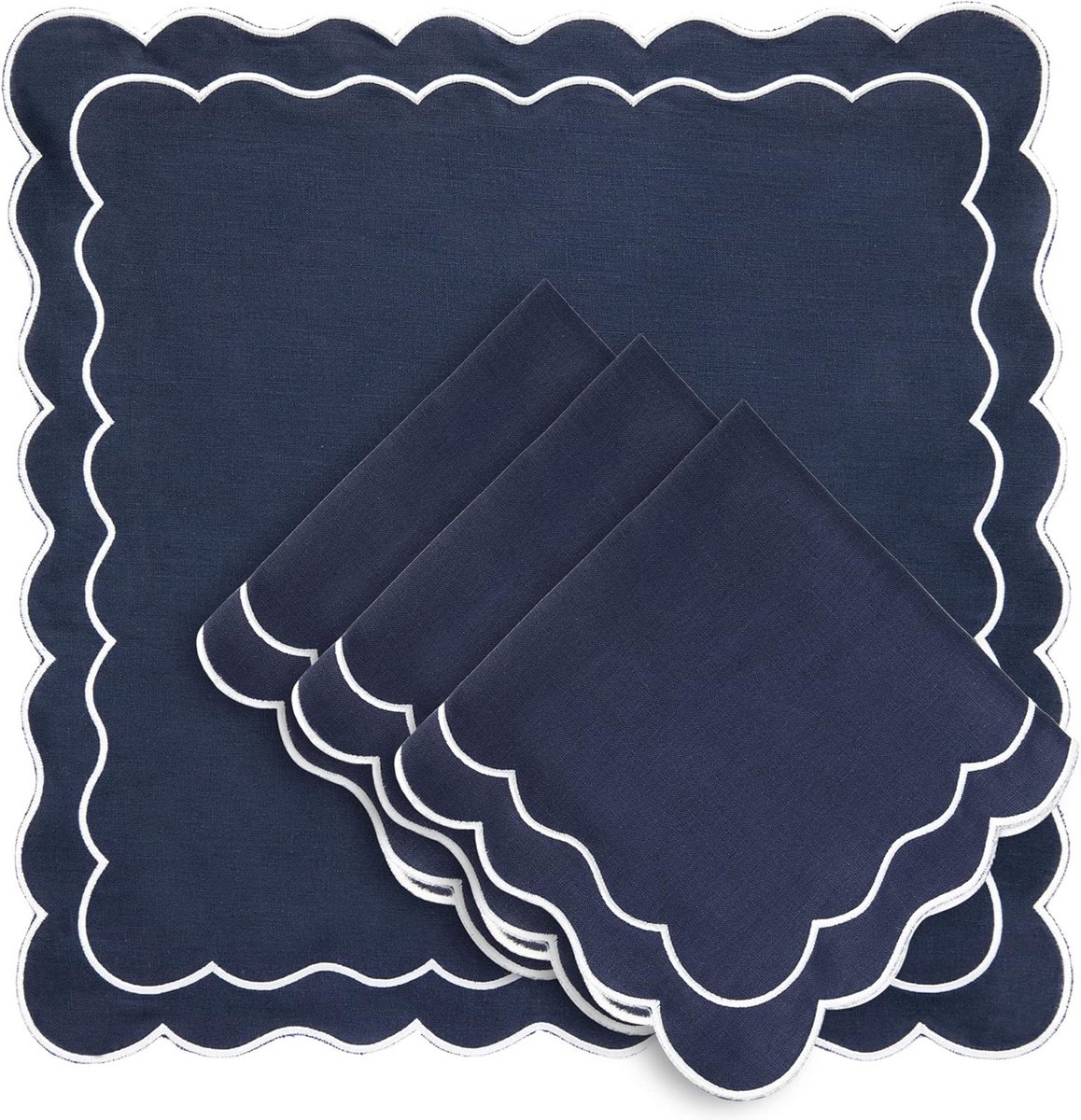 Linnen Servetten met Geschulpte Rand - Set van 4 - 100% Linnen