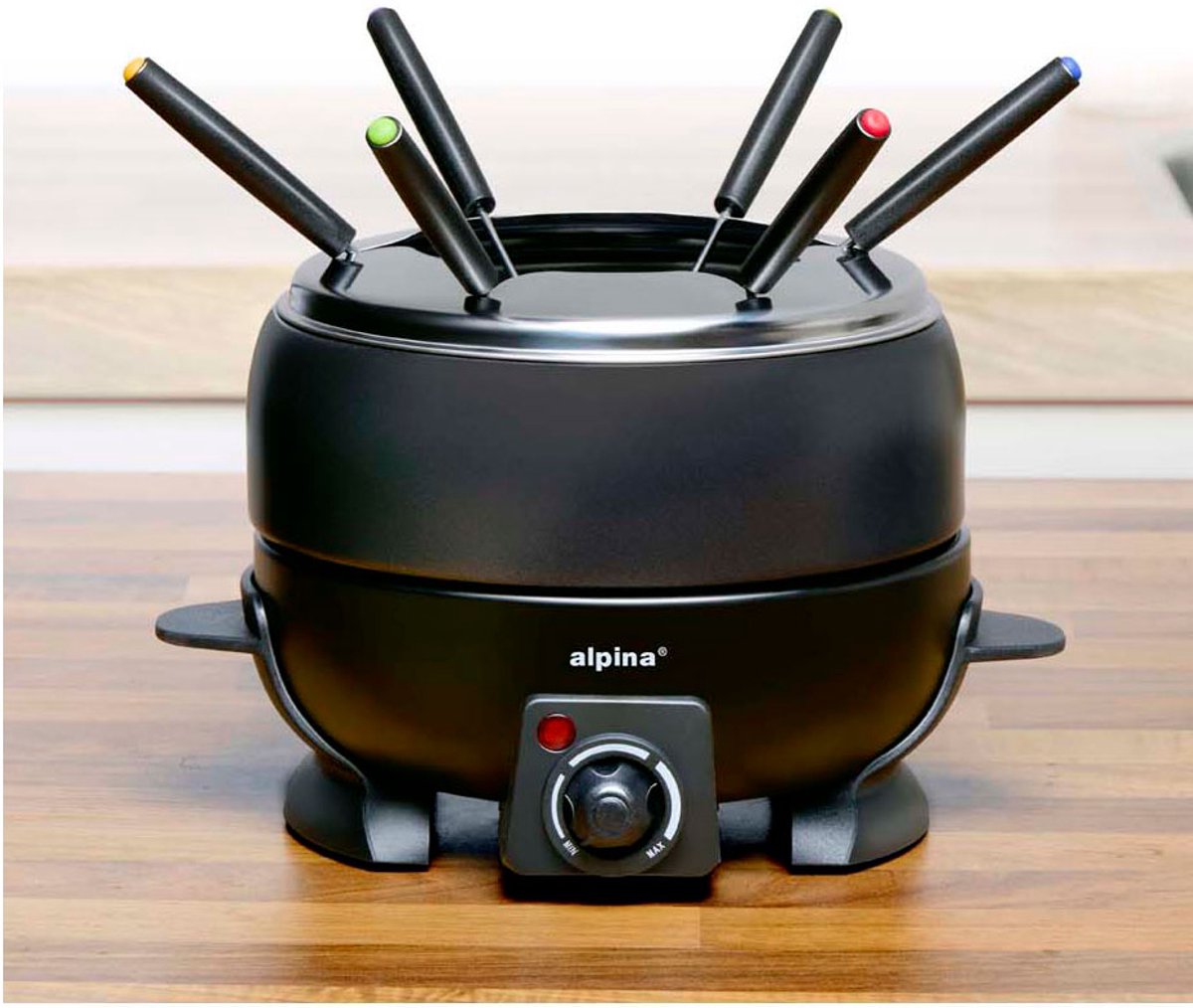 alpina Fondueset Elektrisch 800W – Fonduepan 2L voor 6 Personen - Geschikt voor Kaasfondue en Chocolade Fondue – Incl. Fonduevorken – Instelbare Temperatuur – RVS met Antiaanbaklaag – foto 8