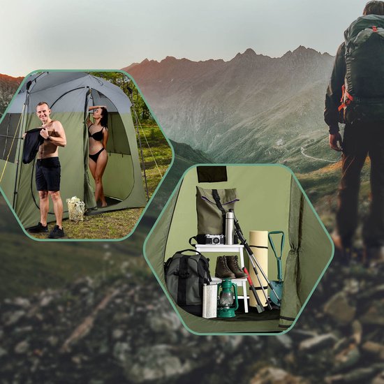 LUMALAND Premium douchetent, toilet tent voor binnen en buiten, mobiele kleedkamer en opbergtent, tent voor dierenfotografie, ideaal voor kamperen, festivals en vissen, waterdicht en windbestendig van Merkloos — afbeelding 5